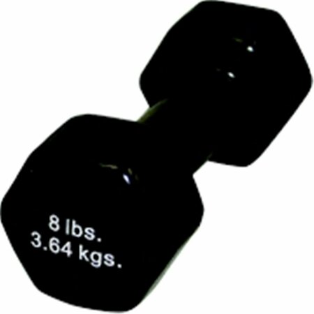 FABRICATION ENTERPRISES 8 lbs Solid Iron Dumbbell Color-Coded Vinyl Coated - Black FAB 10-0557